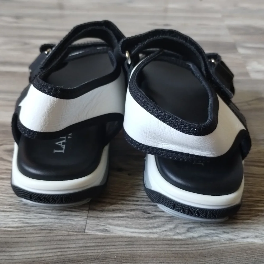 Lanvin Paris Black White Strappy Sandals Kids Size 30 US 12.5